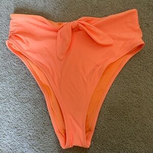 Aerie High Cut Cheeky Bikini Bottom Neon Coral